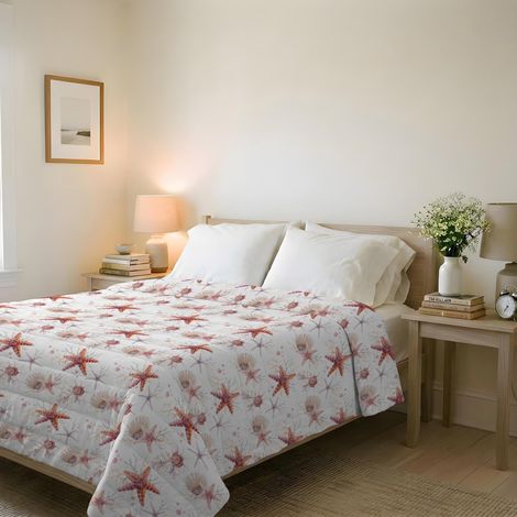 Couvre-lit matelassé d’été en Microfibre Douce imprimée – Couette Printemps-été mi-Saison – Starfish, Double 250x240 cm (1/5)