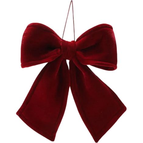 Bow - Christmas Tree Topper - Hanging Ornament - Red Gold Plaid Fabric - For Tree Top Front Door Mantel - 17.7 Inch - 1 Piece (1/2)
