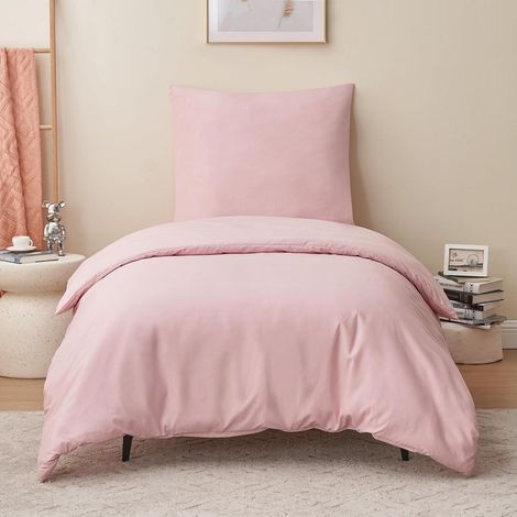 Bettwäsche-Set 140x200 cm 2-teilig Rosa Mikrofaser mit Reißverschluss