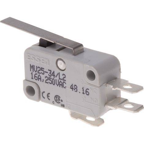 Rs Pro – Microrupteur levier long droit 16A 250V c.a. – Connexion rapide – 1 RT – Température d'utilisation -55°C