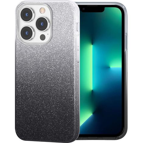 Custodia glitterata per iPhone 13 Pro, argento/nero (1/4)