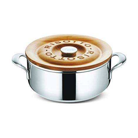 Lagostina Patrimonio Risottiera Lagofusion, acciaio inox 18/10 e legno, diametro 24 cm (1/4)
