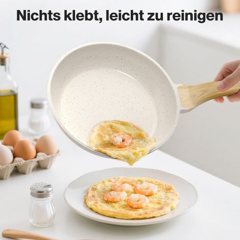 Bratpfanne mit Antihaftbeschichtung, 24 cm, Pfanne mit Granitbeschichtung für Eier, Pfannkuchen und Speck (1/5)