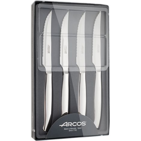 Arcos Coltelleria da Tavola, Set di Coltelli da Bistecca 4 pezzi (4 Coltelli), Monoblocco Unipezzo, Colore Argento (1/5)