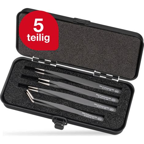 Wiha SMD-Pinzette Set Professional ESD gemischt I 5-tlg. inkl. Aufbewahrungsbox I für elektronische Reparaturen I Präzisionspinzette (32349) (1/5)