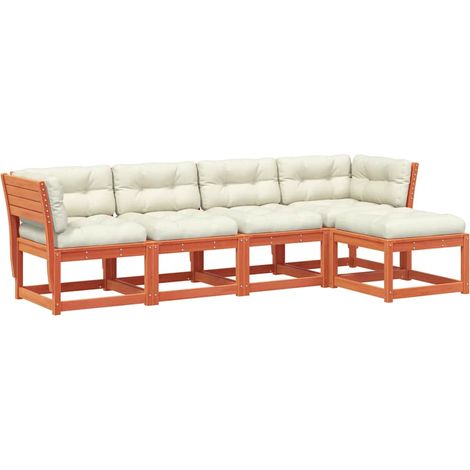Maison Exclusive - Set de sofás jardín 5 pzas con cojines madera (1/5)