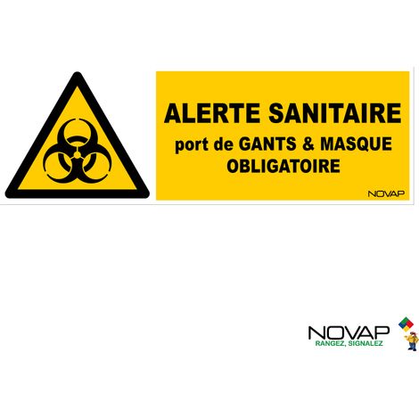 Panneau Alerte sanitaire - Gants et masque obligatoire - 450x150mm - 4064413