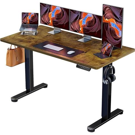 Electric Standing Sitting Desk, 140x70cm, Brown (1/5)