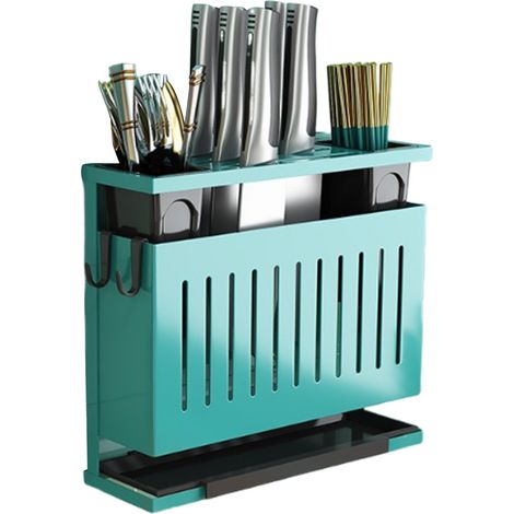 Porte-couteaux rotatif, support de rangement pour table de cuisine, porte-baguettes intégré, planche à découper, rangement multifonctionnel (1/5)