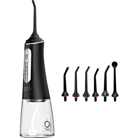 Hydropulseur Buccal Sans Fil 300 Ml Ip7 8 Modes Irrigateur Dentaire Portable Rechargeable Usb 6 Embouts Pour Voyage (1/5)