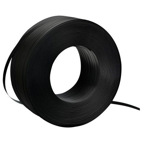 Bobine de cerclage feuillard polypropylène noir 12 mm x 1000 mètres en boîte distributrice - Maxiburo
