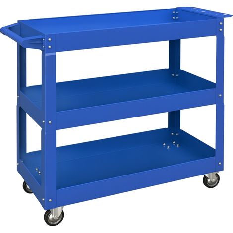 DURHAND 3-stufiger Werkzeugwagen, 4 Rollen, Stahl, 83B x 35,3T x 76H cm, Bleu