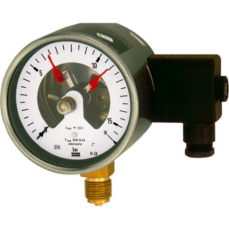 Riegler Kontaktmanometer, G 1/2 radial unten, Messber. 0 - 4,0 bar, Ø 100 (1/2)