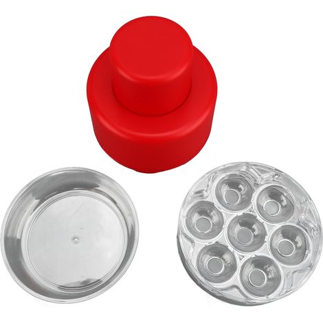 Dénoyauteur à cerises multifonctionnel à 7 trous avec système de dégagement rapide, outil de cuisine multifonctionnel pour retirer les cœurs de cerises, couleur rouge. (1/5)