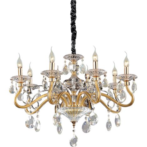 Lampadario Classico Negresco Metallo-Cristallo Oro 8 Luci E14 (1/3)