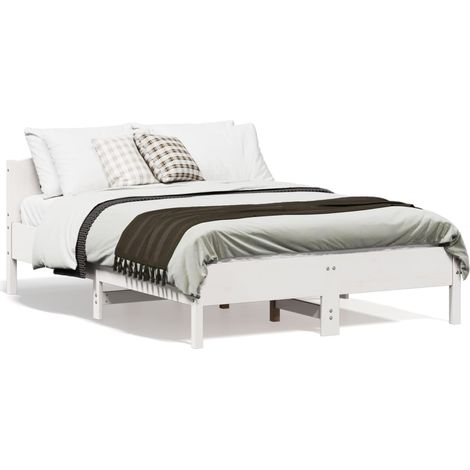 Bed Frame without Mattress White 120x190 cm Small Double Solid Wood Pine vidaXL (1/5)
