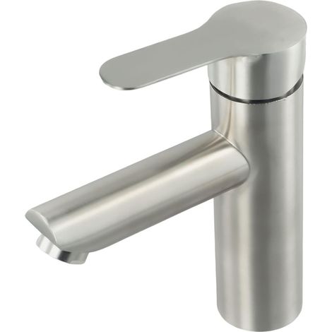 Robinet pour vasque - inox/laiton - noir - eau chaude/froide (1/5)