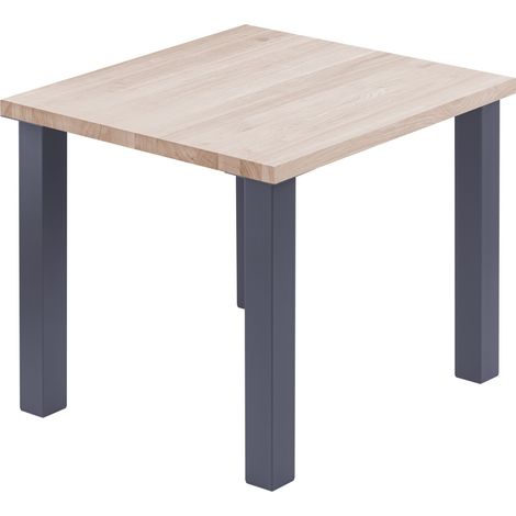 LAMO Manufaktur Esstisch Küchentisch, 60x60x76 cm (AxBxH), Classic, Roh / Anthrazit, LBG-01-A-001-7016Cl