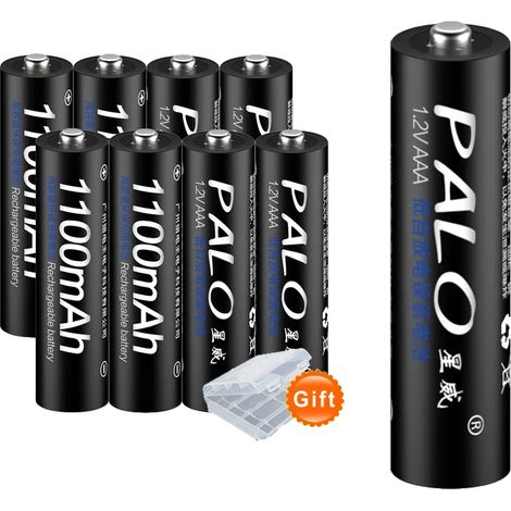 Piles AAA Rechargeables, Capacité de 1100mAh, Chargeur Rapide Compatible, 8 piles AAA (1/2)