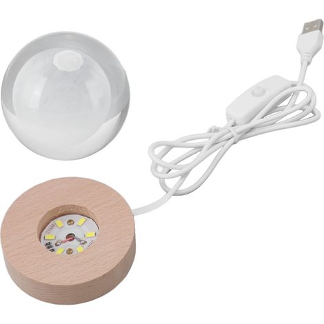 Lampe de Nuit 3D Boule de Cristal Lune - Éclairage LED Sculpté sur Bois, Décoration de Table Cadeau Enfant Ami Lumière Blanche Lunaire (1/5)