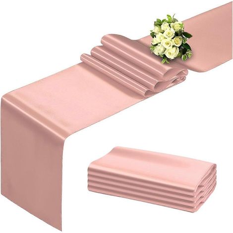Chemin de table or rose 12 x 108 pouces, lot de 10 chemins de table en satin (1/5)