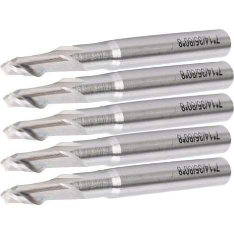 Fraise à 1 dent HSS pour aluminium CNC, queue droite 8mm, longueur 80mm, 5 pièces