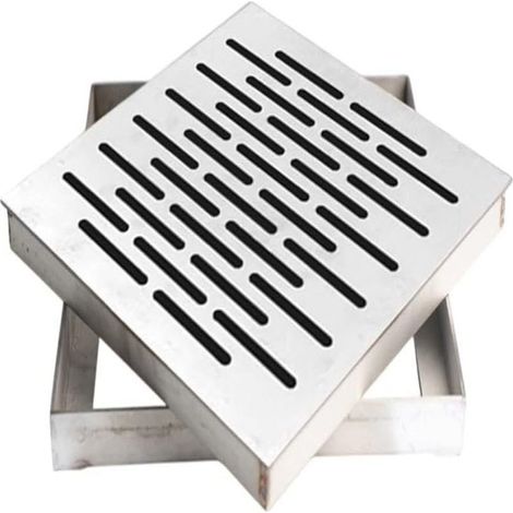 Grille de drainage extérieure, 20 x 20 cm, grille de drainage en acier inoxydable 30 x 30 cm, grille de drainage carrée (200 x 200 x 20 mm) (1/5)