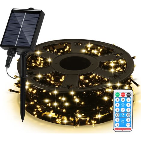 TolleTour Luci Solari da Esterno 50 m 500 LED, Catena Luminosa Impermeabile 8 Modalità per Natale, Giardino e Terrazza, Bianco Caldo (1/5)