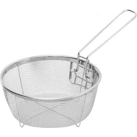 Panier à frire - Inox - 23x23 cm - Poignée amovible - Design robuste - Pour frites et plus (1/3)