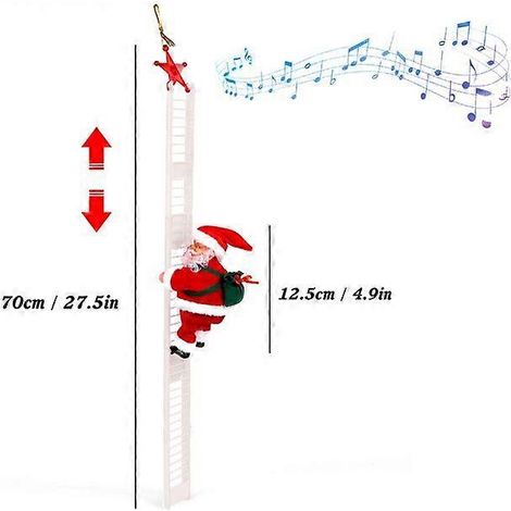 Échelle électrique de Noël avec le Père Noël, décoration de sapin de Noël pour intérieur/extérieur, cadeau de Nouvel An pour enfants, échelle blanche (1/5)
