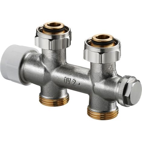 Oventrop Multiblock T Anschlussarmatur 3/4" Überwurfmutter x 3/4" AG, Zweirohr Durchgangsausführung, Messing, 1184013 (1/3)