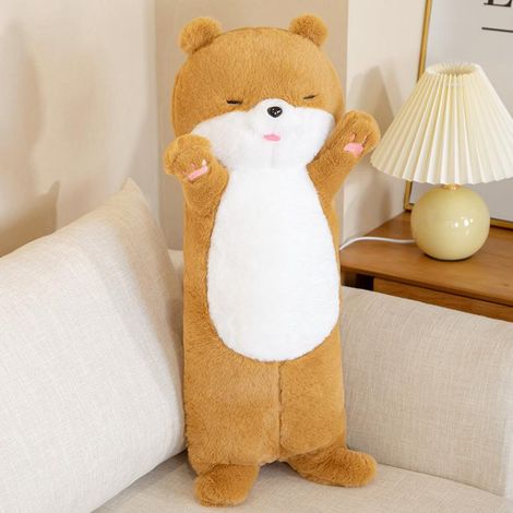 Coussin en peluche chat siamois jaune mignon de 80 cm, doux et moelleux, idéal pour la sieste et le sommeil des enfants et des filles. Décoration pour la maison. (1/5)