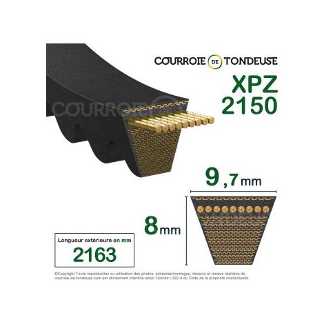 Courroie type trapézoïdale crantée XPZ2150