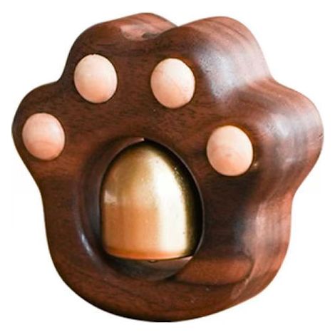 Sonnette en forme de griffe de chat, sonnette en bois massif et laiton, sonnette magnétique, décoration murale, peut être utilisée à l'entrée ou sur un réfrigérateur. (1/4)