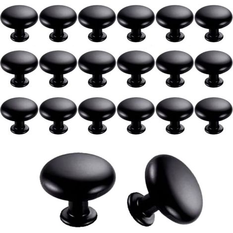 20 pomelli per porte e cassetti, 30 mm, maniglie vintage, pomelli per mobili da cucina (neri) - Crezuo