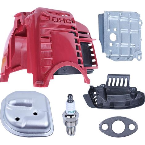 Adefol Top Cylinder Engine and Exhaust Muffler Cover Kit for Hond GX35 GX35NT HHT35S Motor Lawn Mower Replacement Parts with Muffler Cover, Muffler Air Guide, Spark Plug for 19720-Z0Z-000ZA, (1/5)
