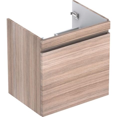 Mueble bajo lavabo bajo Geberit Renova Plan, con un cajón y un cajón inglés: Ancho 57,6cm, Alto 58,6cm, Fondo 43,8cm, Olmo / Lámina decorativa estructurada
