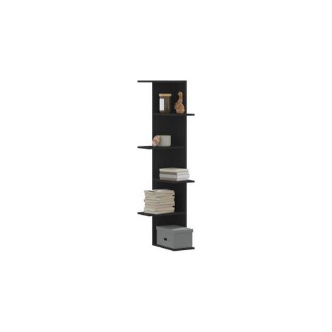 Étagère d'angle murale noir 36,5x36,5x140 bois d'ingénierie (1/5)