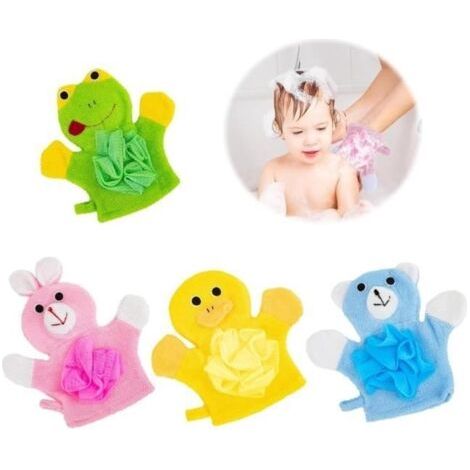 (Vert, Bleu, Jaune, Rose)Gant de Toilette Bébé Motif Animal Modèle - Vert, Bleu, Jaune, Rose - Mixte (1/4)
