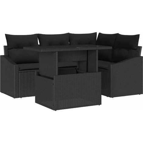 Maison Exclusive - Set Divano da Giardino con cuscino 5 pcs Nero polyrattan