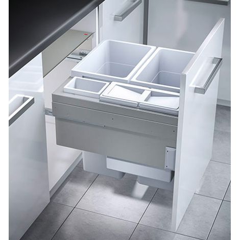 Poubelle de cuisine tri sélectif 4 bacs encastrable 90L (38+38+12+2.5) Hailo Euro Cargo