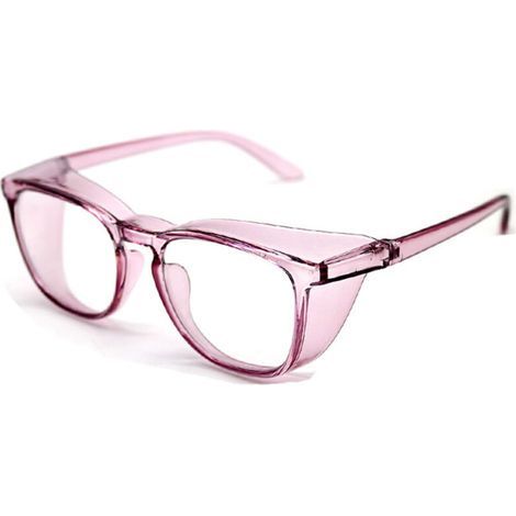 (17.5×6.5×7cm)Rose Lunettes de sécurité transparentes avec protections latérales, antibuée et anti-rayures avec poignées antidérapantes et protection UV complète - Lunettes de sécurité idéales (1/3)