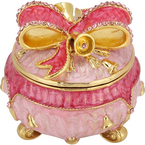 Coffret Bijoux en Métal Émaillé, Boîte de Rangement Décorative avec Peinture Émail, Ornement Artisanal pour Maison, Décoration Intérieure (1/5)