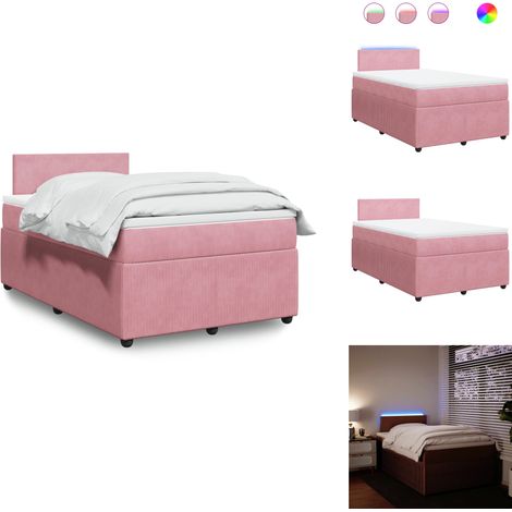 Sommier à lattes de lit avec matelas rose 120x190 cm velours - Sommier À Lattes De Lit - Sommiers À Lattes De Lit - Lit - Meuble De Chambre À Coucher (1/5)