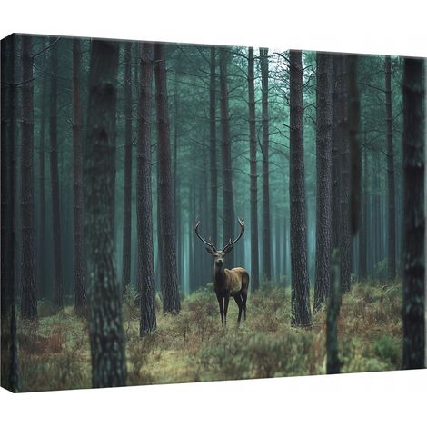 tableau pour chambre salon cuisine cerf nature fort sur toile Murale 40x30 (1/3)