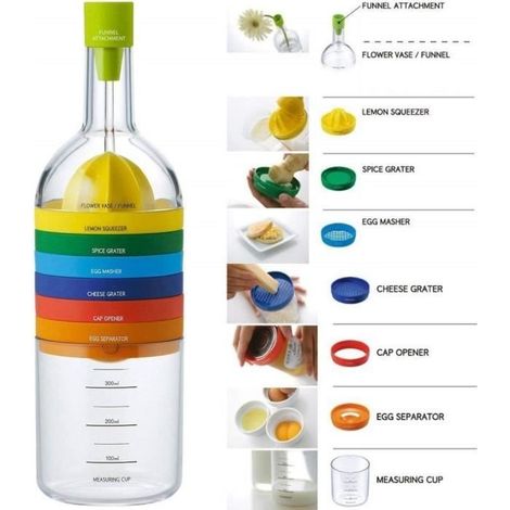 8 in 1 aiuto in cucina, contenitore in plastica multiuso per bottiglie, gadget da cucina (1/4)