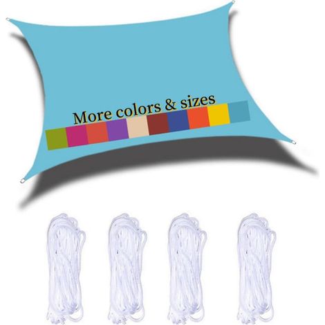 Voile D'ombrage Rectangulaire 2.5x3m Imperméable PES Toile Ombrage 98％ UV Protection pour Jardin Terrasse Balcon Piscine Fête Extérieur, Lac Bleu