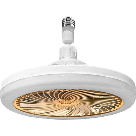 Smart Ferngesteuerte E27 Schraube Ventilator Birne, Deckenventilator Licht für Schlafzimmer mit einstellbarer Beleuchtung und Luftstrom (Gelb) (1/5)