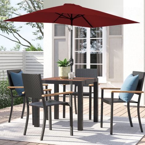 3x2M Garden Parasol Sun Shade Rectangle UV Outdoor Patio Umbrella Tilt Crank Wine Red (1/5)