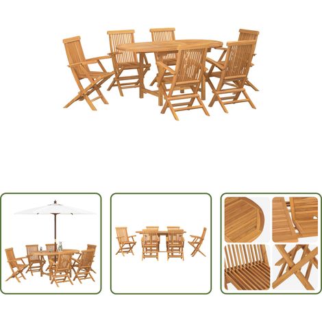 vidaXL Conjunto de Comedor de Jardín 7 uds. Marrón (1/5)